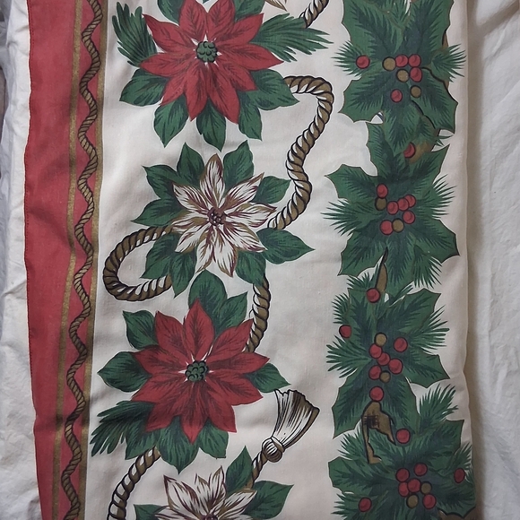 None Other - Festive Holiday Table Runner with Poinsettia Design